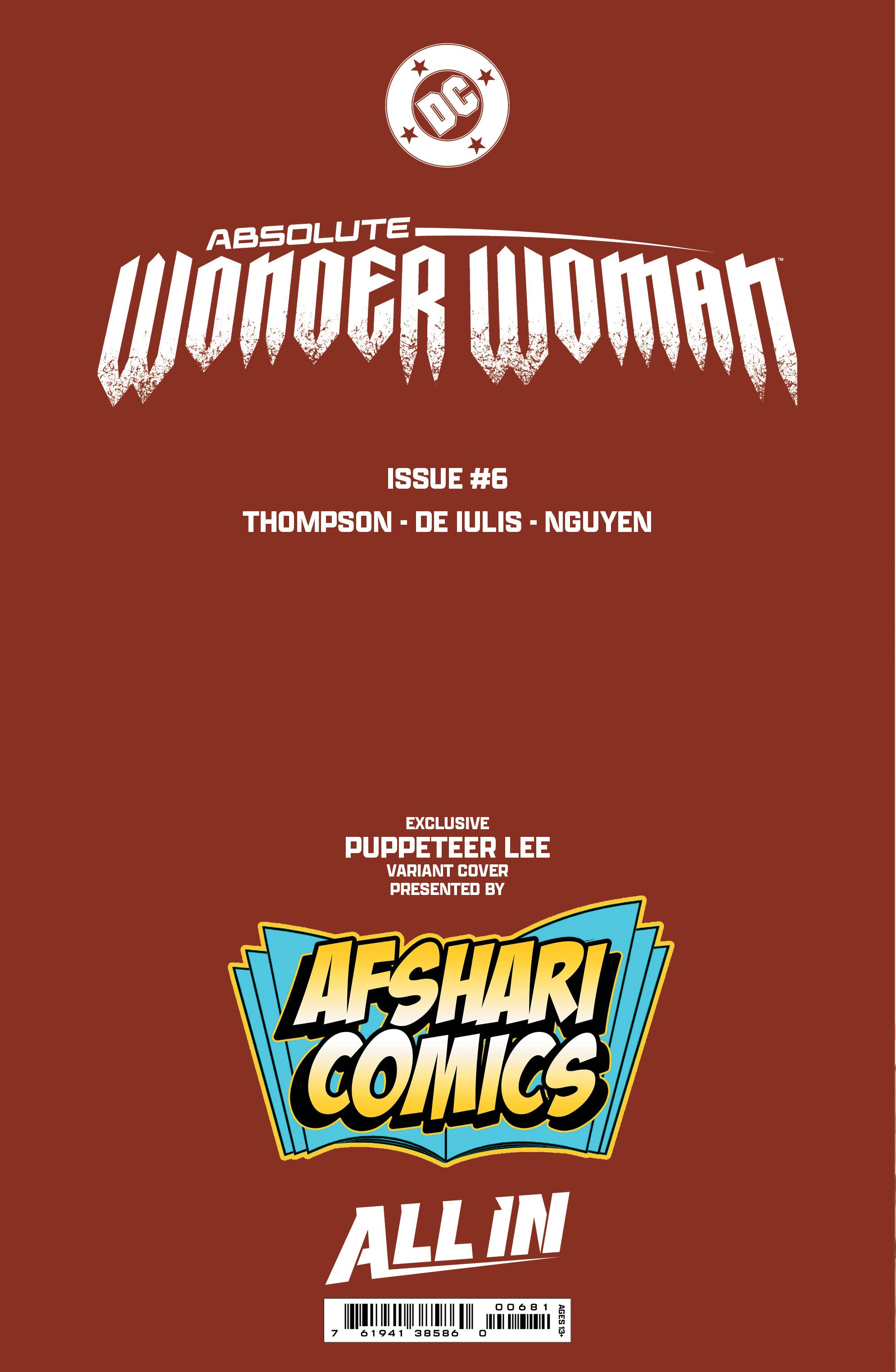 Absolute Wonder Woman #6 Afshari Comics Exclusive Puppeteer Lee Variant